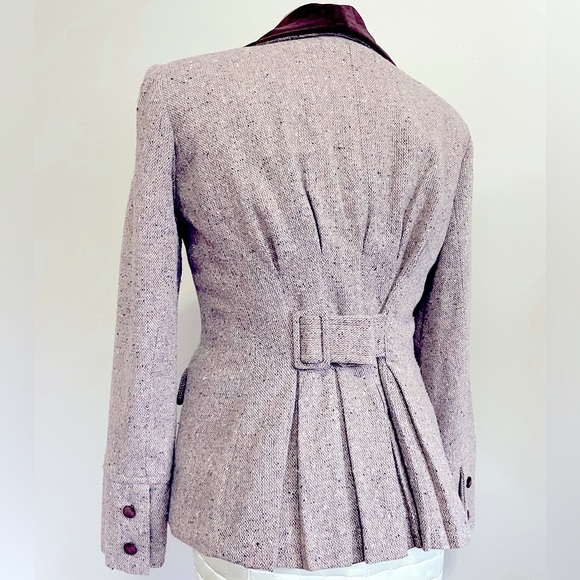 Vintage tweed and velvet wool blazer coat 4 S/M - Picture 9 of 10